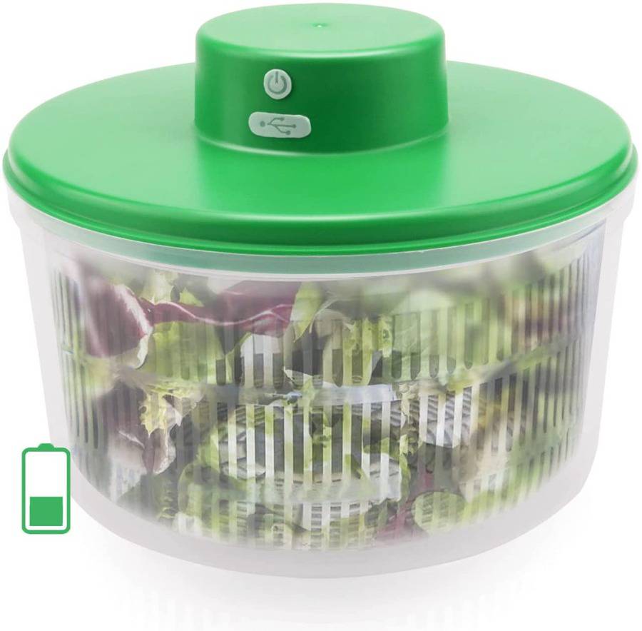 Electric Salad Spinner 3L, Automatic Compact Salad Cleaner and Spinner, USB  Rechargeable Lettuce Washer and Dryer with BPA Free Bowl, Large Capacity  Fruit & Vegetable Storage Spinner (Green) MSRP $ 29.99 Auction