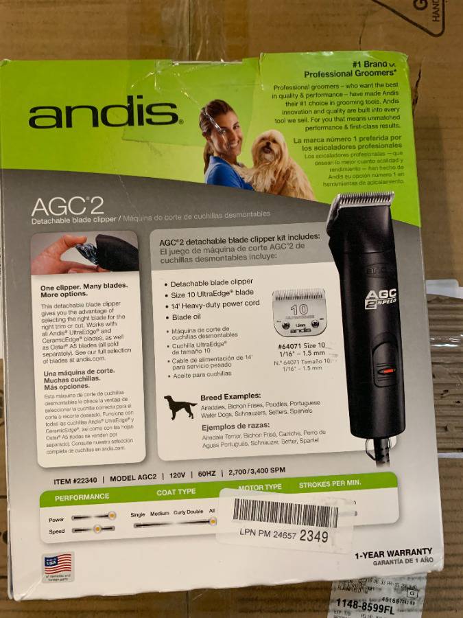 Andis 22340 ProClip 2-Speed Detachable Blade Clipper, Professional