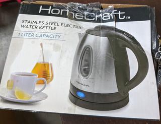 HomeCraft 1-Liter Stainless Steel 1500-Watt Electric Water Kettle With  Boil-Dry Protection