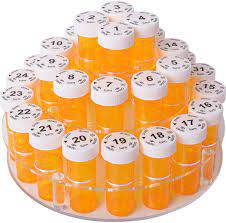 NEW XINHOME Monthly Pill Bottle Organizer - 31 Numbered Orange Durable Pill  Bottles with Childproof Lids - 31 Day Daily Pill Box Case for Each Day of  The Month to Hold Medications