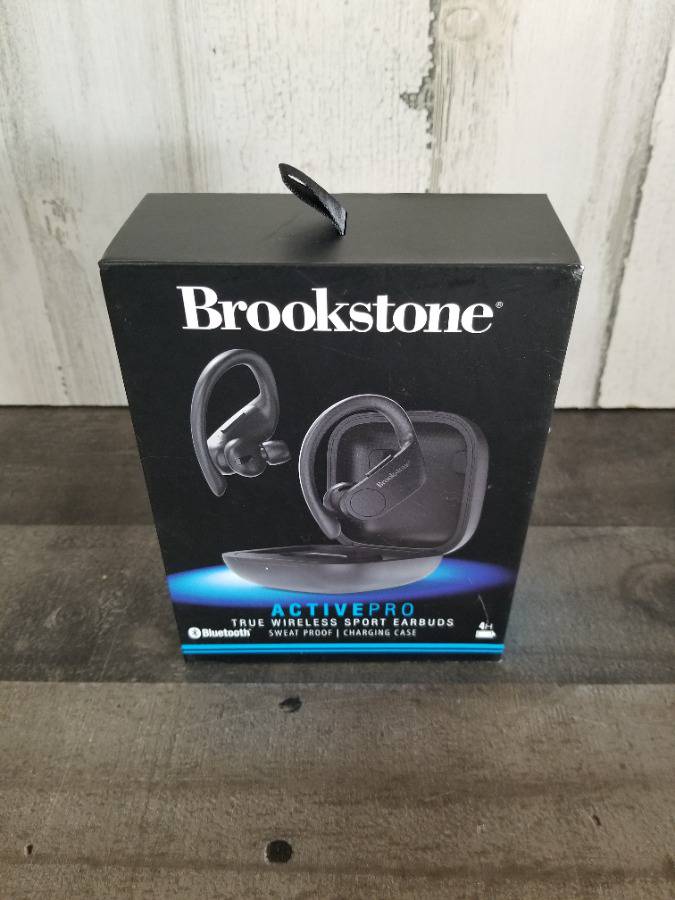 Brookstone Active Pro Black Wireless Sport Earbuds MSRP 120.00