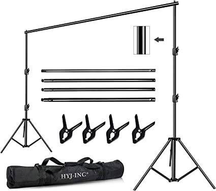 Jodoll Photo Video Studio Adjustable Background Backdrop Stand Kit,7X 10Ft Photography Support System Kit with Green Muslin Backdrop 100% Cotton 