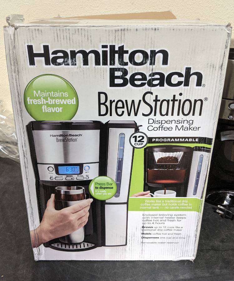 Hamilton Beach (47950) Coffee Maker with 12 Cup Capacity & Internal Storage  Coffee Pot, Brewstation, Black/Stainless Steel MSRP $56.99 Auction