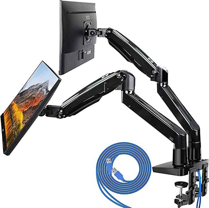 Fully Jarvis Dual Monitor Mounting Arm - fits up to 32 Computer Displays ( Dual, White) MSRP $179.99 Auction