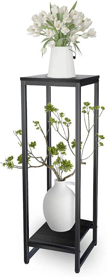 37.4 Tall Plant Stands Indoor, Plant Stand indoor Tall ,Plant Pedestal  stand,Black Metal Plant Stands Indoor, 2- Tier Modern Corner Plant Stand  Rack