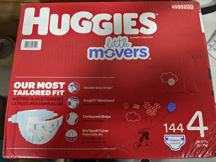 Huggies Little Movers Baby Diapers, Size 4, 144 Ct, One Month Supply 