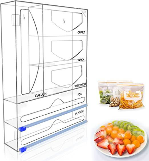 Acrylic Ziplock Bag Storage Organizer, and Dispenser for Food