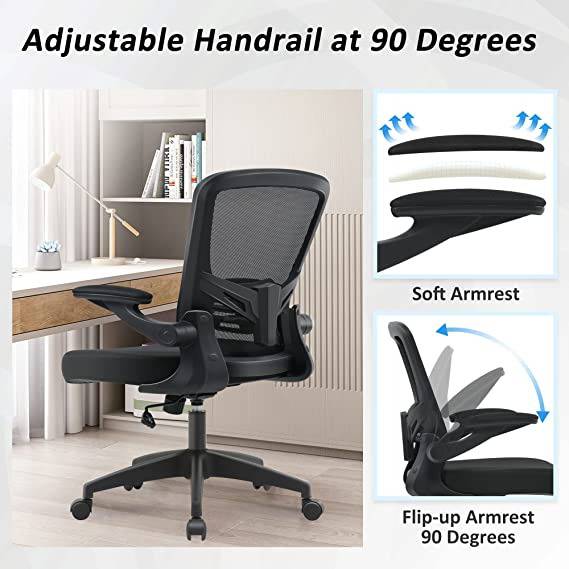 FelixKing Office Chair, Ergonomic Desk Chair with Adjustable Height and Lumbar Support Swivel Lumbar Support Desk Computer Chair with Flip Up