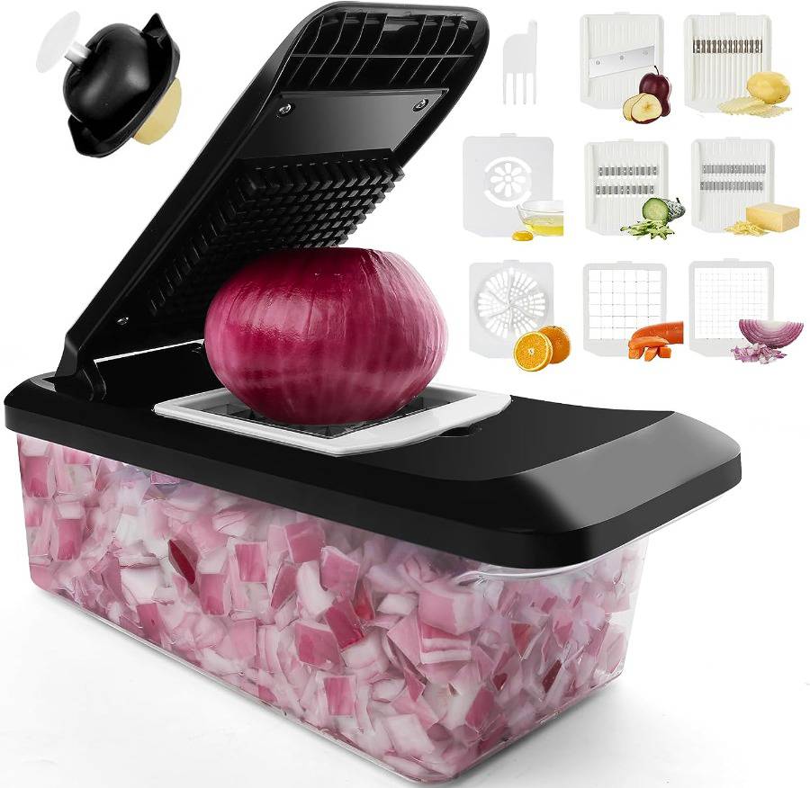 VEKAYA Vegetable Chopper, Professional Food Chopper with Container,  Multifunctional Veggie Slicer, Cutter Detachable Blades, Onion Dicer for  Kitchen
