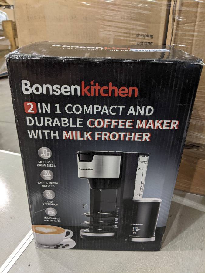 Bonsenkitchen CM8901 2 in 1 Compact and Durable K-Cup Coffee Maker MSRP  $69.99 Auction